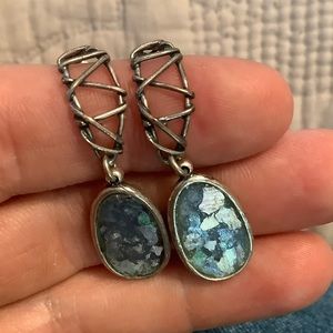 Ancient Roman glass 925 earrings